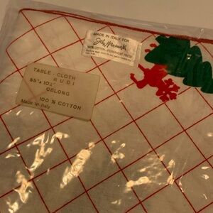 Vintage  John Wanamaker Table Cloth Made In ITALY 55” X 102" Oblong Christmas